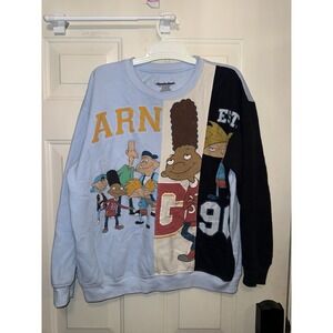 Hey Arnold Blue and Black XL Sweatshirt Graphic Print (WTF44)